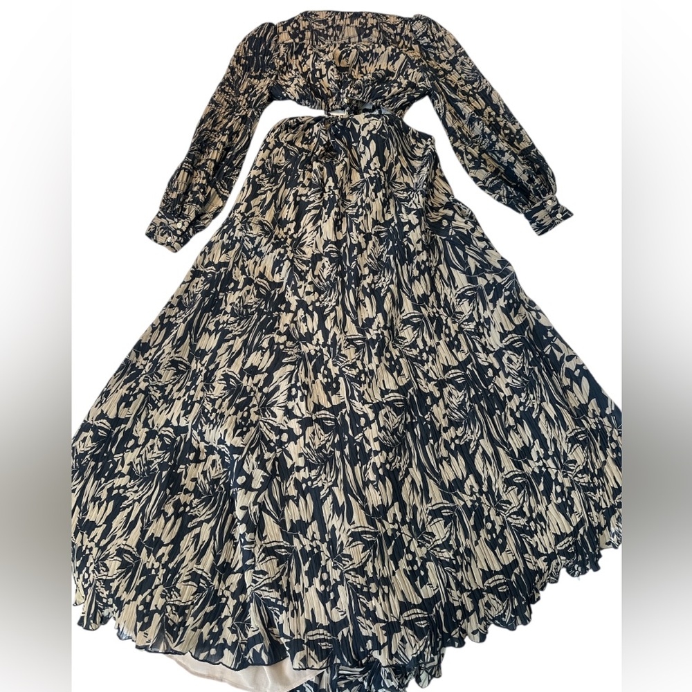 NWT JONATHAN SIMKHAI Priya Cutout Printed Chiffon Maxi Dress - Picture 8 of 14